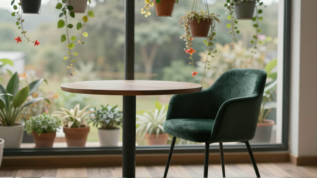 Interior Scene with Armchair and Plants