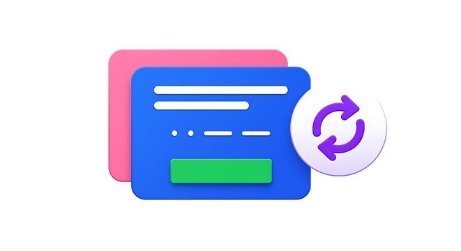 3D Credit Card Payment Transfer and Money Refund Exchange Icon Render