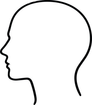 Perfil de cabeza humana en l&iacute;nea negra, silueta minimalista de rostro de hombre, contorno vectorial de anatom&iacute;a masculina para dise&ntilde;o m&eacute;dico y psicol&oacute;gico