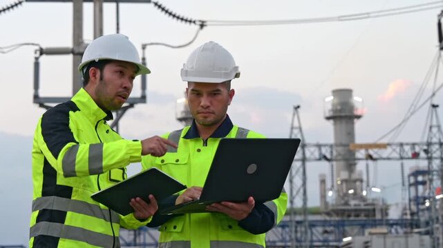 Expert inspectors and electrical engineers are collaborating to design the operation of the generators and troubleshoot malfunctions at a large power plant.