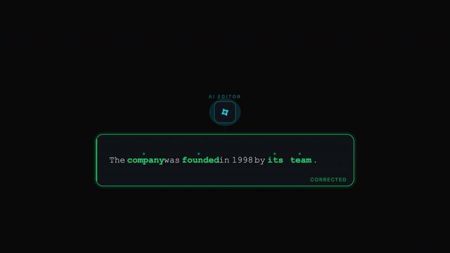 Ai Text Correct with Glowing inscription of a company founded in 1998 by its team. Suitable for business presentations, corporate websites, and company anniversary celebrations.