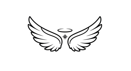 Fototapeta premium Peaceful dove bird illustration with open wings and a heart symbol vector design for a tribal tattoo or nature icon