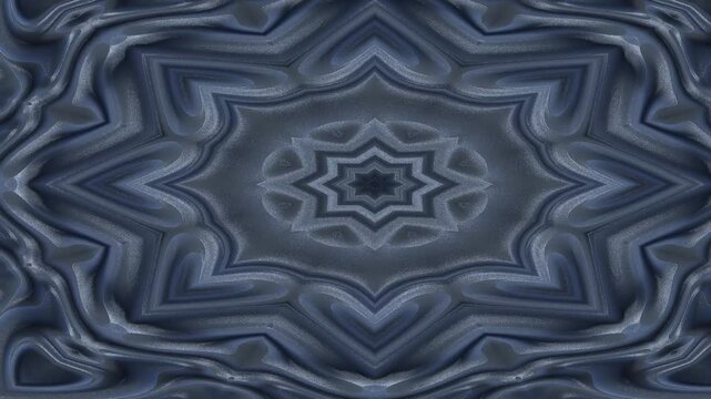 An abstract, symmetrical image featuring a blue and gray, textured geometric pattern