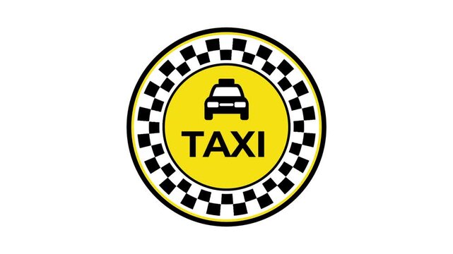 A circular emblem contains a small car icon and the word TAXI surrounded by a checkered ring on a white background for a professional look and feel