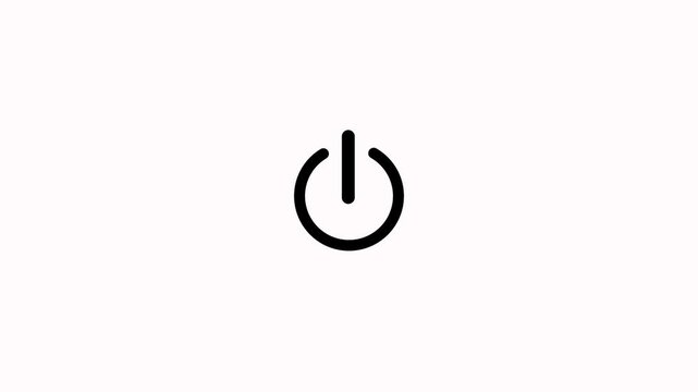 Power button icon isolated on white background for start or shut down control minimalist style. power reset button sign animation. start turn on off button animation