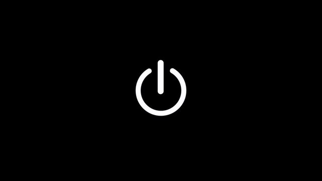 Power button icon isolated on black background for start or shut down control minimalist style. power reset button sign animation. start turn on off button animation