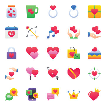 Gradient color icons set for Valentine's day