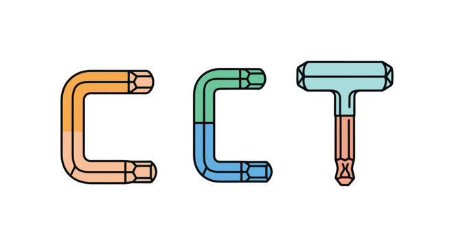 Allen Key Line art vector set creative colorful pattern illustration