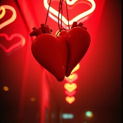 Two entwined hearts, rendered with a brushy, imperfect touch, appear suspended in time The low angle and film grain lend a sense of timeless devotion , imperfect, brush stroke