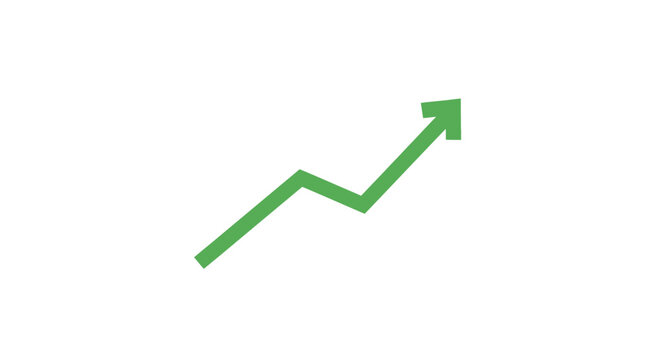 Green upward trending arrow illustration representing growth, progress, and improvement