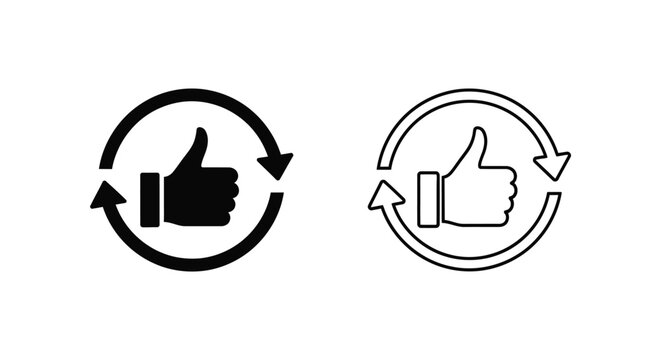 Thumbs up icon set, like button with arrows