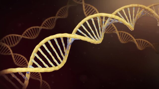 Drug molecules attach to DNA chain. Mismatch gene repair, genetics. Gene chain mutations lead to tumor cell proliferation and molecular science biotechnology. Tumor Immunotherapy 3D animation.