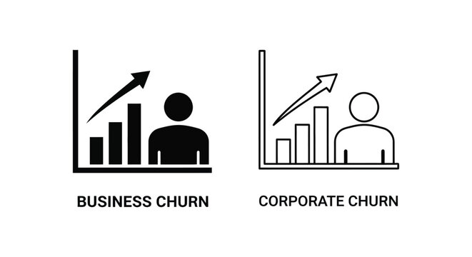 Business churn icons, corporate churn vector