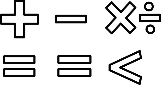 Mathematical symbols for calculation.