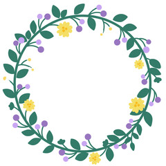 Fototapeta premium Wildberry and Floral Wreath