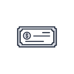 Fototapeta premium Minimalist vector icon of a banking check with dollar sign