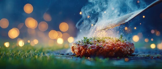 Fototapeta premium Backyard barbecue concept with grilled food and summer vibes