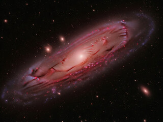 Cosmic spiral galaxy in deep space stellar dust nebulae and celestial bodies