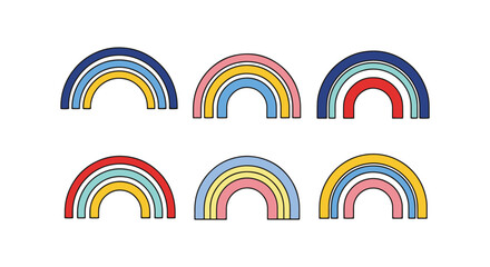 Obraz premium Double Rainbow Line art vector abstract colorful shapes