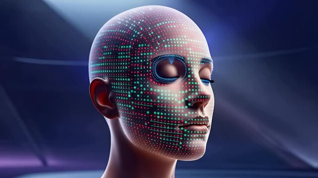 Digital Human Head Illuminating with Dynamic Ai Light Patterns