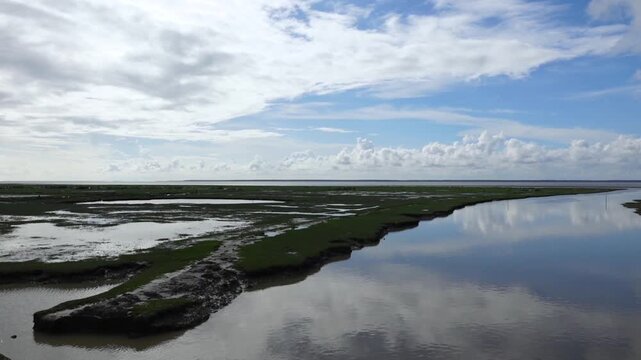 Nature of Dhal Char. At southernmost island of Bhola district in Bangladesh. The country's remotest permanently inhabited islands, far out in the Bay of Bengal.