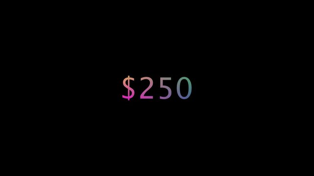 Financial Growth Counter with Rapidly Increasing Dollar Amount on Black Background