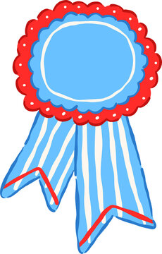 Blue Ribbon Prize Rosette Award Illustration