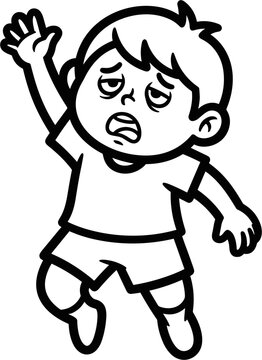 Angry child with raised hand shouting.