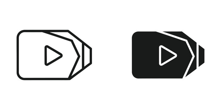 Two contrasting play button icons with different color schemes on a white background