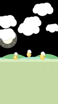 Cute Baby Chicks Marching in Eggshells Loop