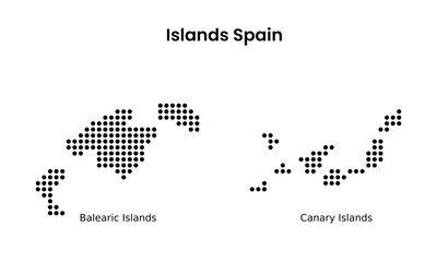 Fototapeta premium Spain Islands Map Halftone Dot Balearic Canary Vector 