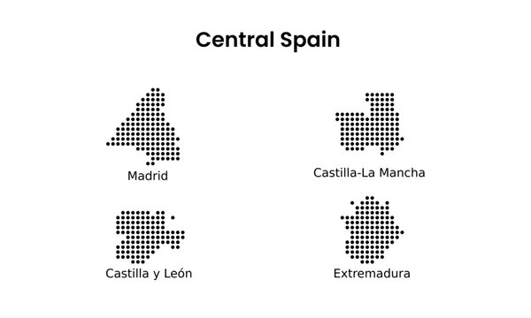 Central Spain Regions Map Madrid Castilla Dot Halftone Vector
