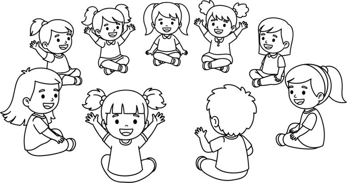 Group of happy children playing together 1.