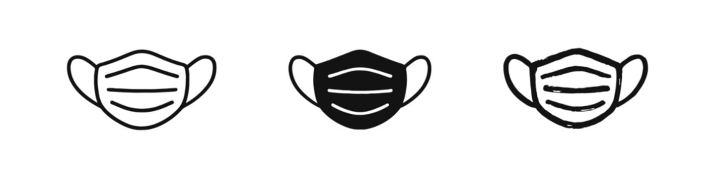 Medical Surgical Face Mask Protection Icons Set