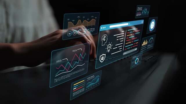 High-Tech Data Analytics Interface with Interactive Charts and Graphs for Modern Business Insights and Digital Transformation Strategies Gluon.
