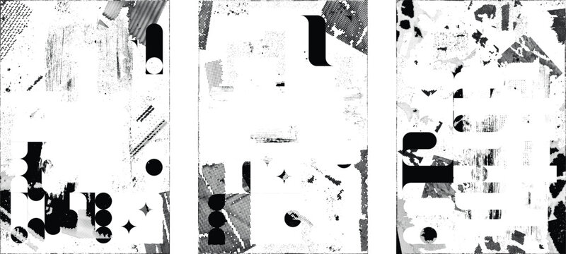 Grungy isolated layers . Design element for brochure, social media, posters, flyers. Overlay texture.Textured banner with Distress effect .Vector halftone dots . Screen print texture
