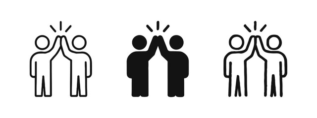 High five people icon set, collaboration success agreement flat style, team spirit symbol, partnership achievement. © ICONS FOR YOU
