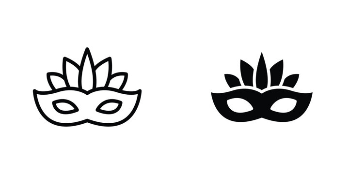 Mask for brazil carnival celebration icon in doodles flat and line stroke pack