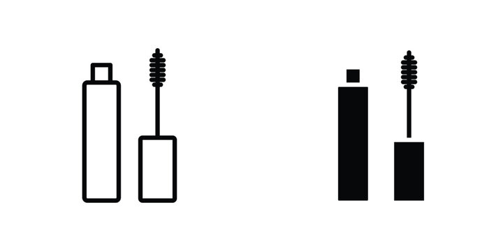 Mascara icon in doodles flat and line stroke pack