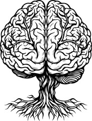 Fototapeta premium Brain tree silhouette Vector illustration