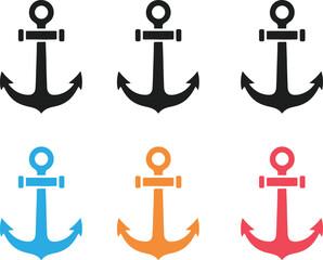 Set of colorful nautical anchors icons © sefatahmed