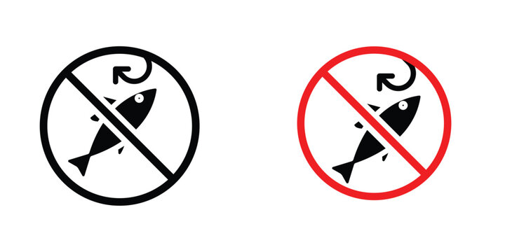 No fishing sign in doodles flat and line stroke pack
