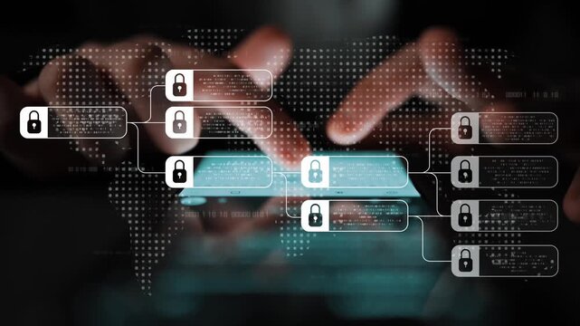 Blockchain structure showing distributed data blocks linked with encryption, representing secure transaction verification, decentralized control, and immutable record system Marrow
