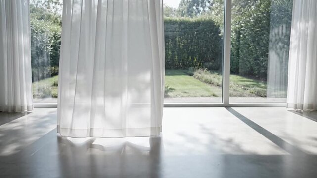 Curtain Open Window View Interior.