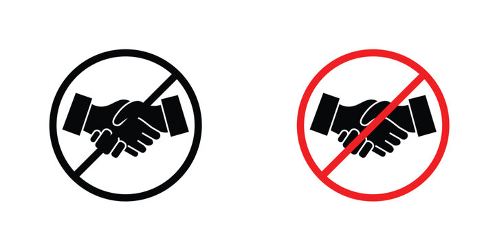 No handshake sign in doodles flat and line stroke pack