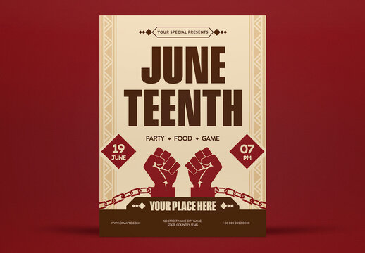 Beige and Brown Elemental Folk Juneteenth Flyer Layout