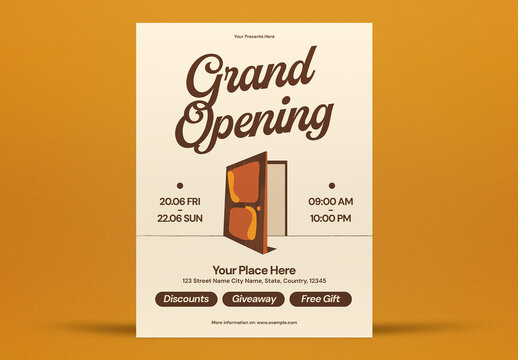 Beige Niche Design Grand Opening Flyer Layout