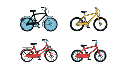 Naklejka premium bicycle Line art vector set clean abstract color