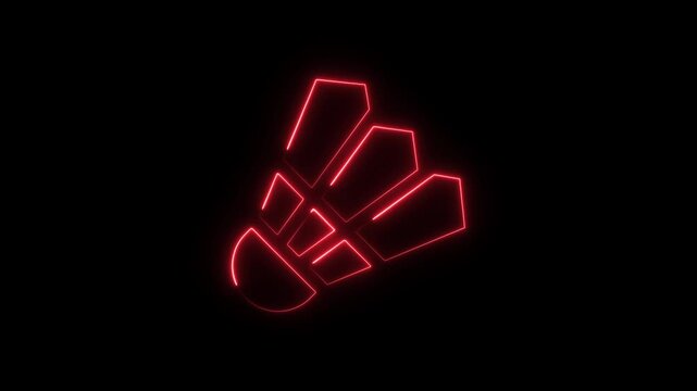 Neon red badminton shuttlecock glowing on black background modern sport trendy for sports events digitally created