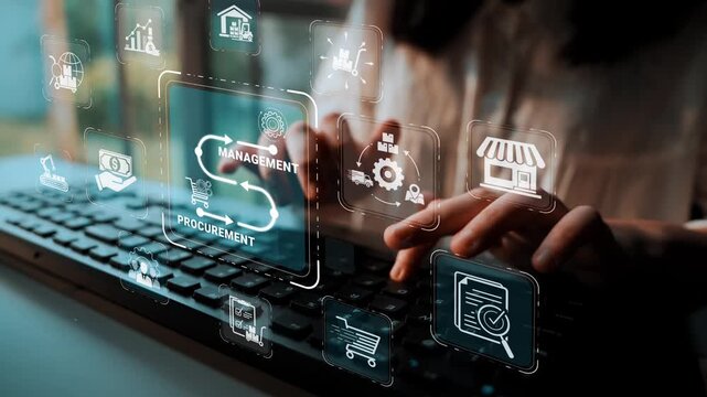 Business Management and Procurement Concept with Digital Interface and Modern Technology for Enhanced Decision Making and Efficiency Sigmoid